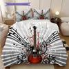 1PC Music, guitar Theme Bedding Quilt Set Quilt Cover Pillowcase Home Decoration Birthday Gift (1 * duvet cover + 8 * pillowcase, without core)