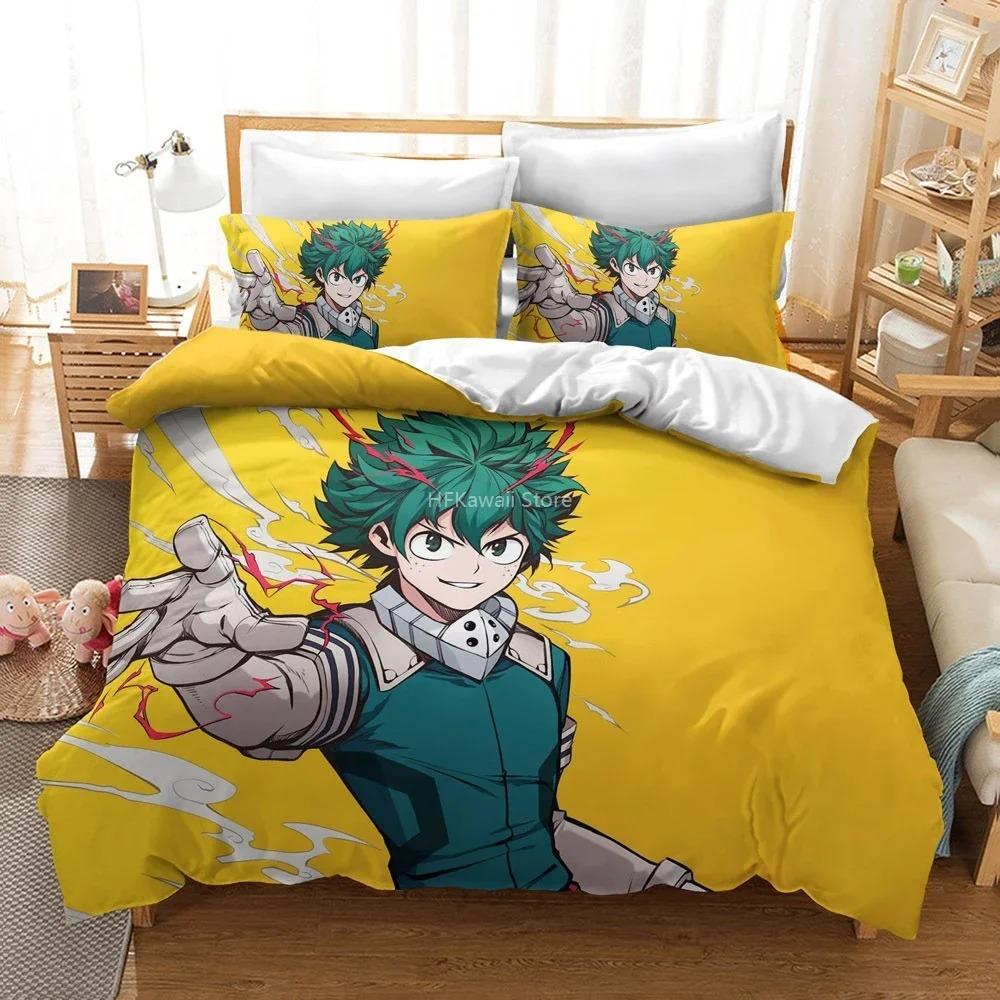 Дизайн Популярный 3D My Hero Academia Постельное белье CartoonAnime Пододеяльник для взрослых мальчиков Постельное белье с наволочкой Прямая поставка