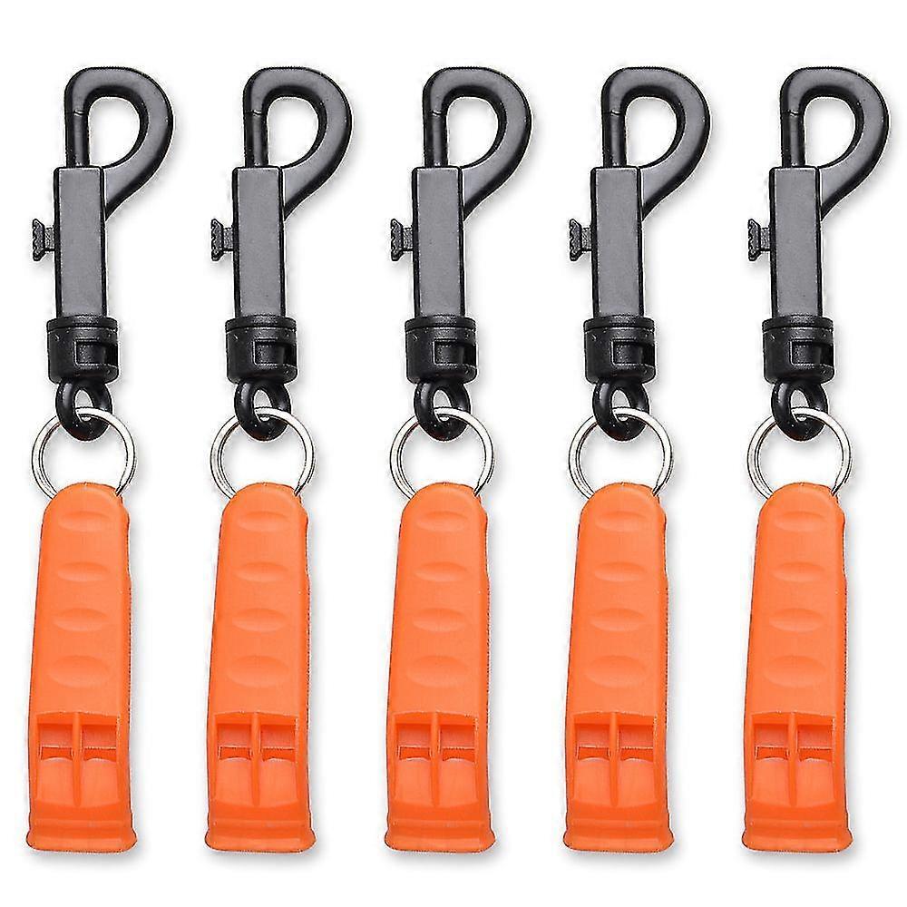 Emergency Whistle With Hook, Loud Sound Outdoor Camping Safety Whistle Survival Signaling For Hiking Kayak Life Vest Boating(5pcsorange)