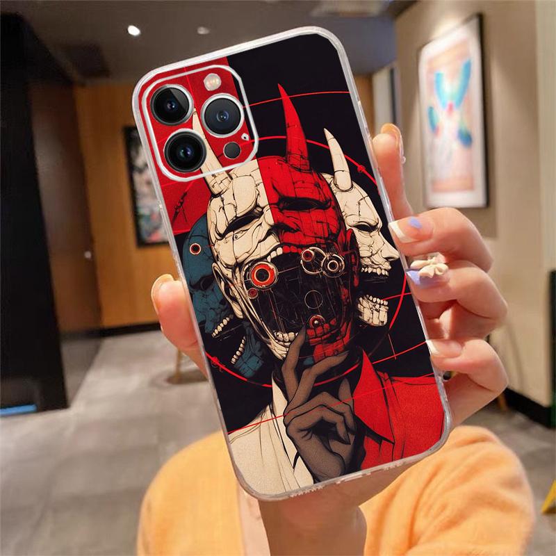 Японская маска Они Дьявольское искусство Чехол для телефона Carcasa Funda Для iPhone 17 Pro Max Air 17 16 15 14 13 Pro Max 15 16 Pro 15Plus