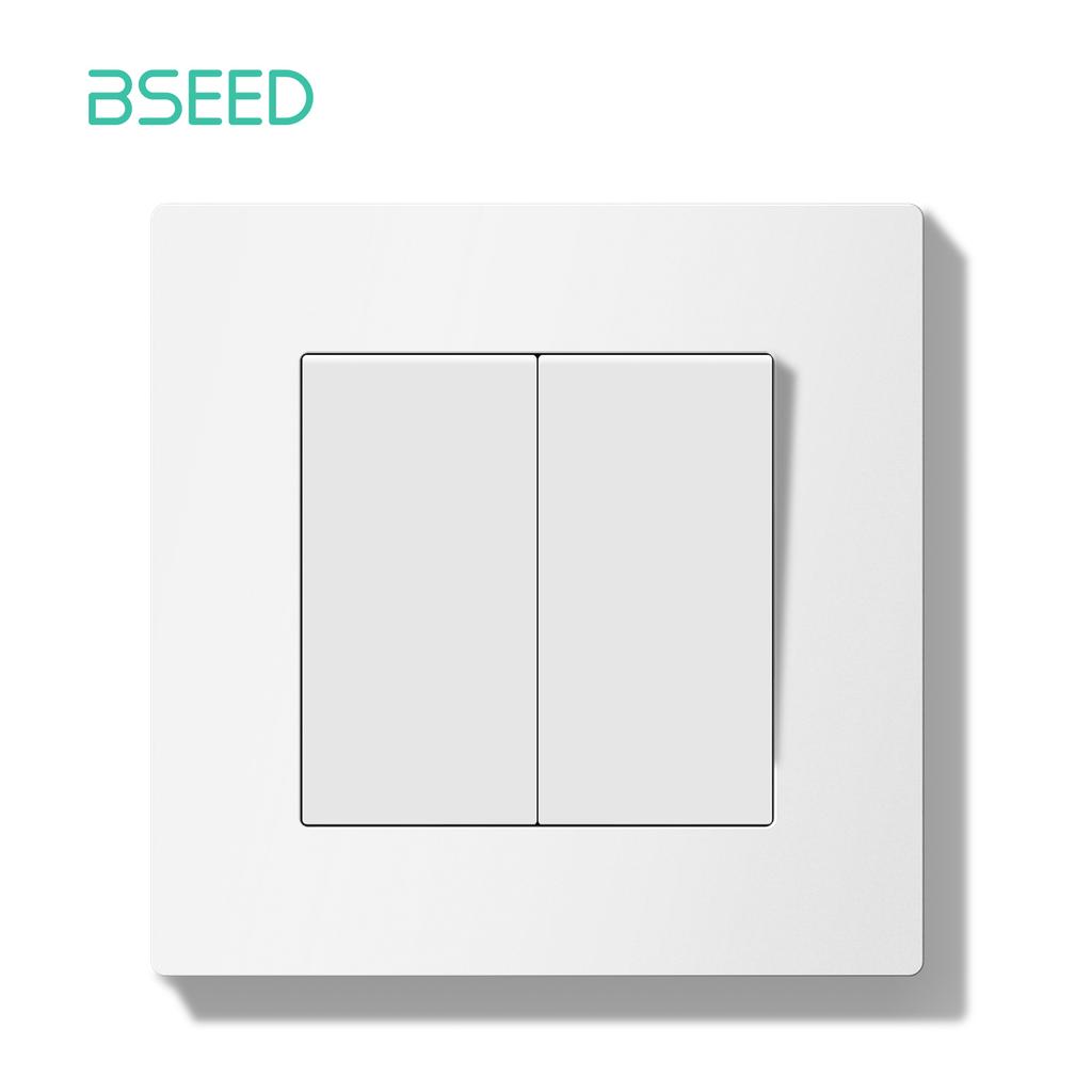 BSEED Выключатель света с LED Белая пластиковая рамка Настенный переключатель с индикаторной лампой Серия E Стандарт ЕС 1/2-полюсный/Сброс
