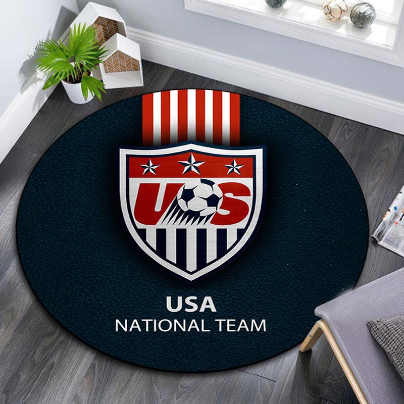 USA national football logo Round Rug, Non Slip Washable Circular Carpet For Living Room Bedroom Playroom, Sports Fan Decor, Holiday Birthday Gift
