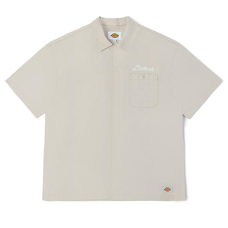 Dickies Рубашка с вышитым логотипом, нагрудный карман, однобортная, с коротким рукавом, унисекс, коричневая DK010211ST0