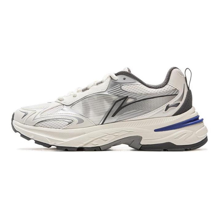 Li Ning Амортизирующие Скользкие Устойчивые к истиранию Поддерживающие Низкие Массивные Кроссовки Мужские Белый Серебристый AGCV275-1