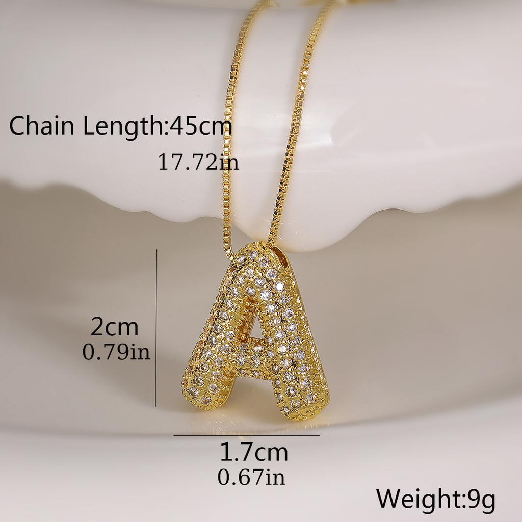 Cubic Zirconia Gold Plated Bubble Alphabet Letter Necklace Monogram Necklace Balloon Initial Necklace Gifts for Women Ladies