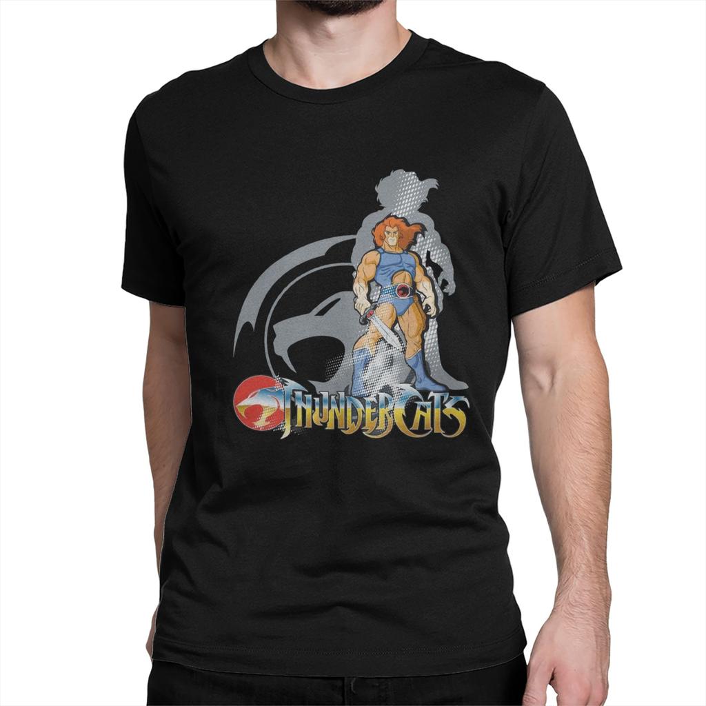 Мужские и женские футболки с логотипом мультфильмов и аниме 80-х Thundercats Винтажные футболки с коротким рукавом и круглым вырезом Чистый хлопок Летние топы