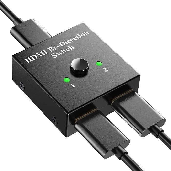 Commutateur HDMI - Sunright - 4K - Bidirectionnel - 2 Entrées 1 Sortie - Plug and Play