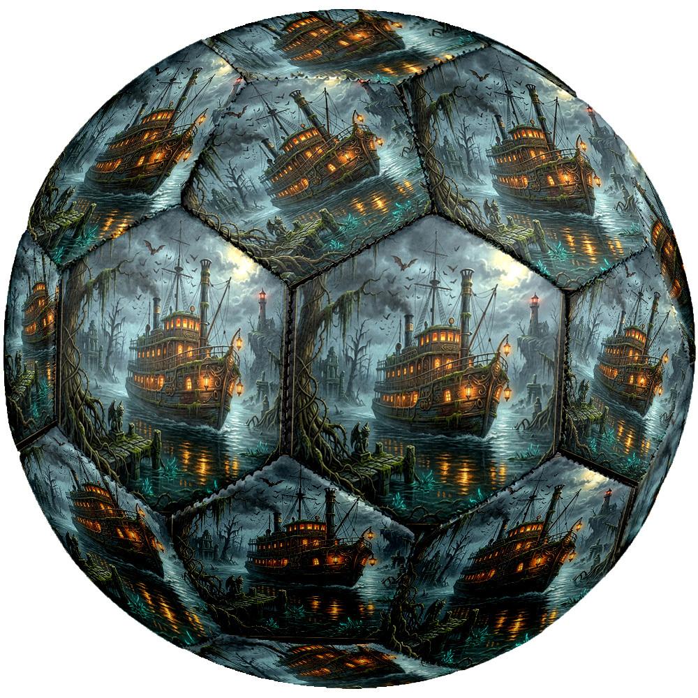 1pc Misty Riverboat Theme Soccer Ball Football, Size 5, Lightweight PVC, Outdoor Training Soccer Ball,Sports Gift t61495