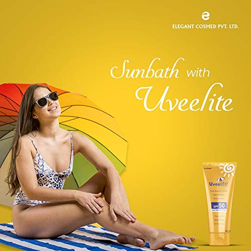 Солнцезащитный лосьон Uveelite SPF 50, 60 мл | Широкий спектр защиты, нелипкий, без масел, водостойкий, легкий и впитывающийся | Защищает от UVA и UVB