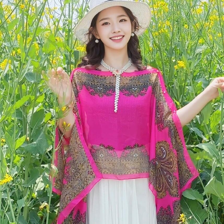 Summer Variety Scarf Women's Sunscreen Shawl Women's Cycling Car Chiffon Beach Scarf Long Silk Scarf Sunscreen Jacket Women