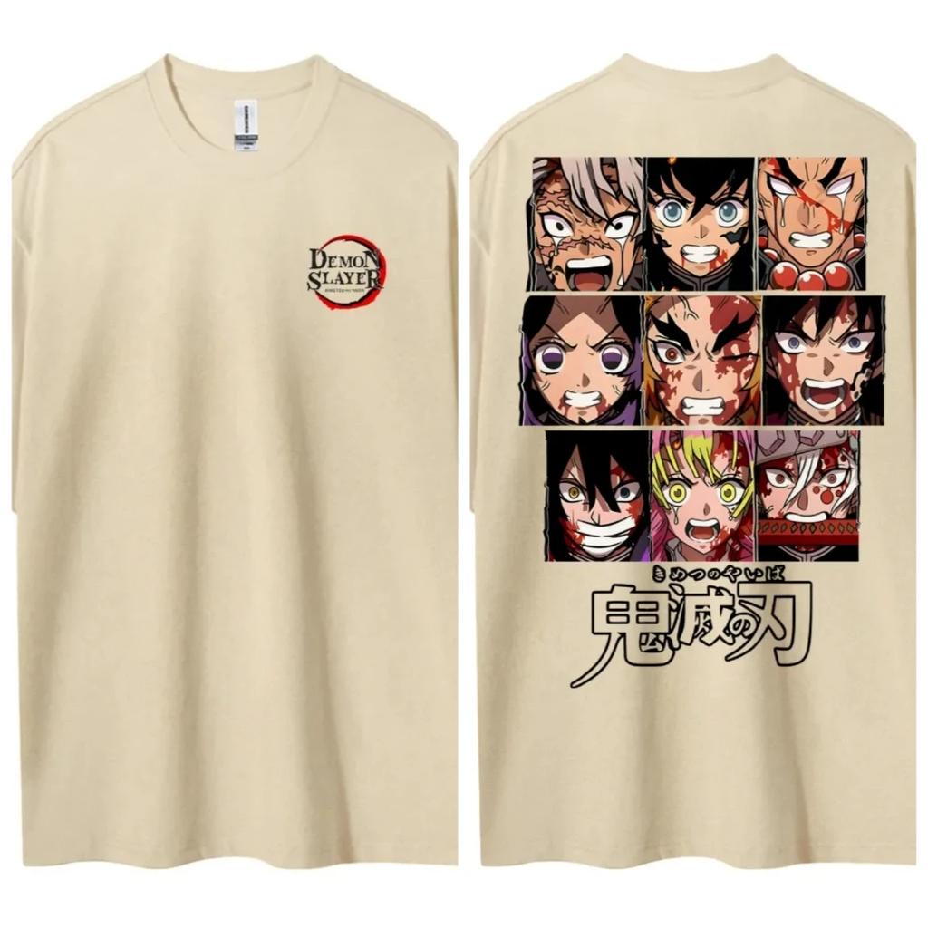 Hot Sale Anime Peripherals Demon Slayer Manga Graphic Print Short-sleeved Men Women Cotton Comfortable Soft  Loose Casual Oversized Top Summer New Tee