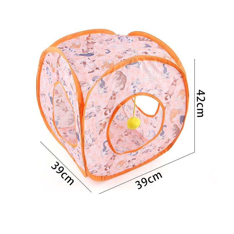 Креативный печатный туннель для кошек Складной туннель для кошек Дышащие интерактивные игрушки для домашних животных Товары для упражнений для котят Игрушки для котят