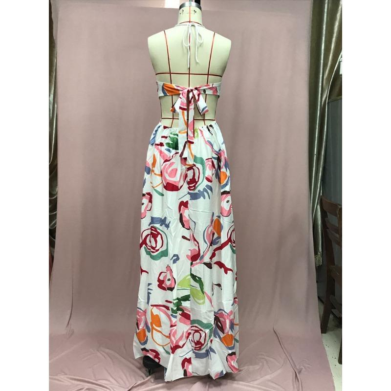 Женские летние пляжные платья с тонким подолом и принтом