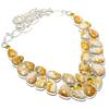 Fossil Coral, Citrine Gemstone Handmade 925 Silver Necklace 18" JCN326-126