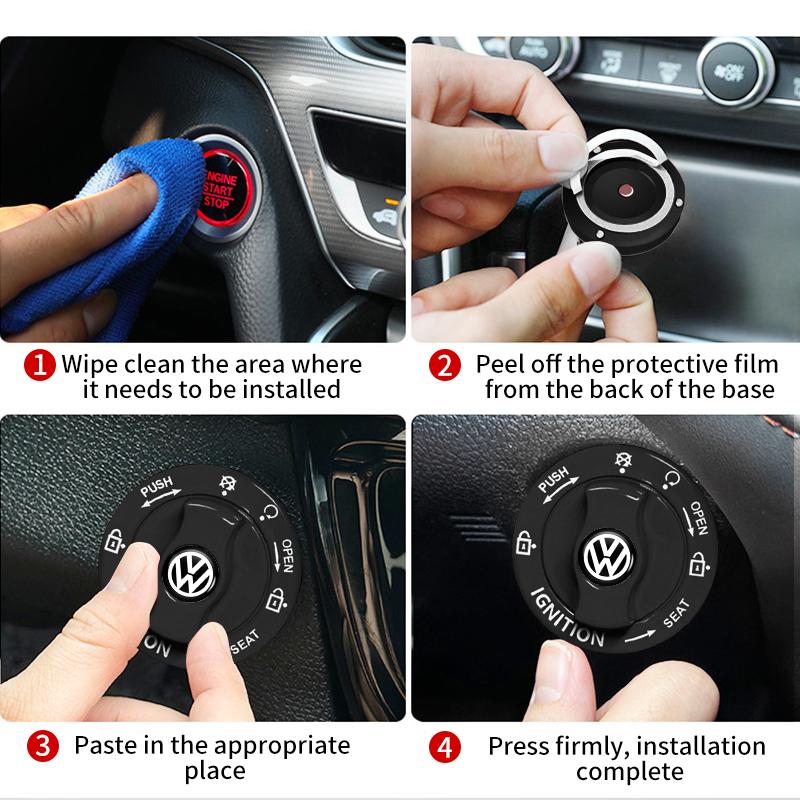 Black One-Touch Start Protective Cover with Rotary Knob Design for Automotive Use For VW Golf Polo Tiguan T5 Passat b6 Scirocco 2RFG