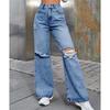 Women's INS Fashion Ripped High-Waisted Wide-Leg Jeans