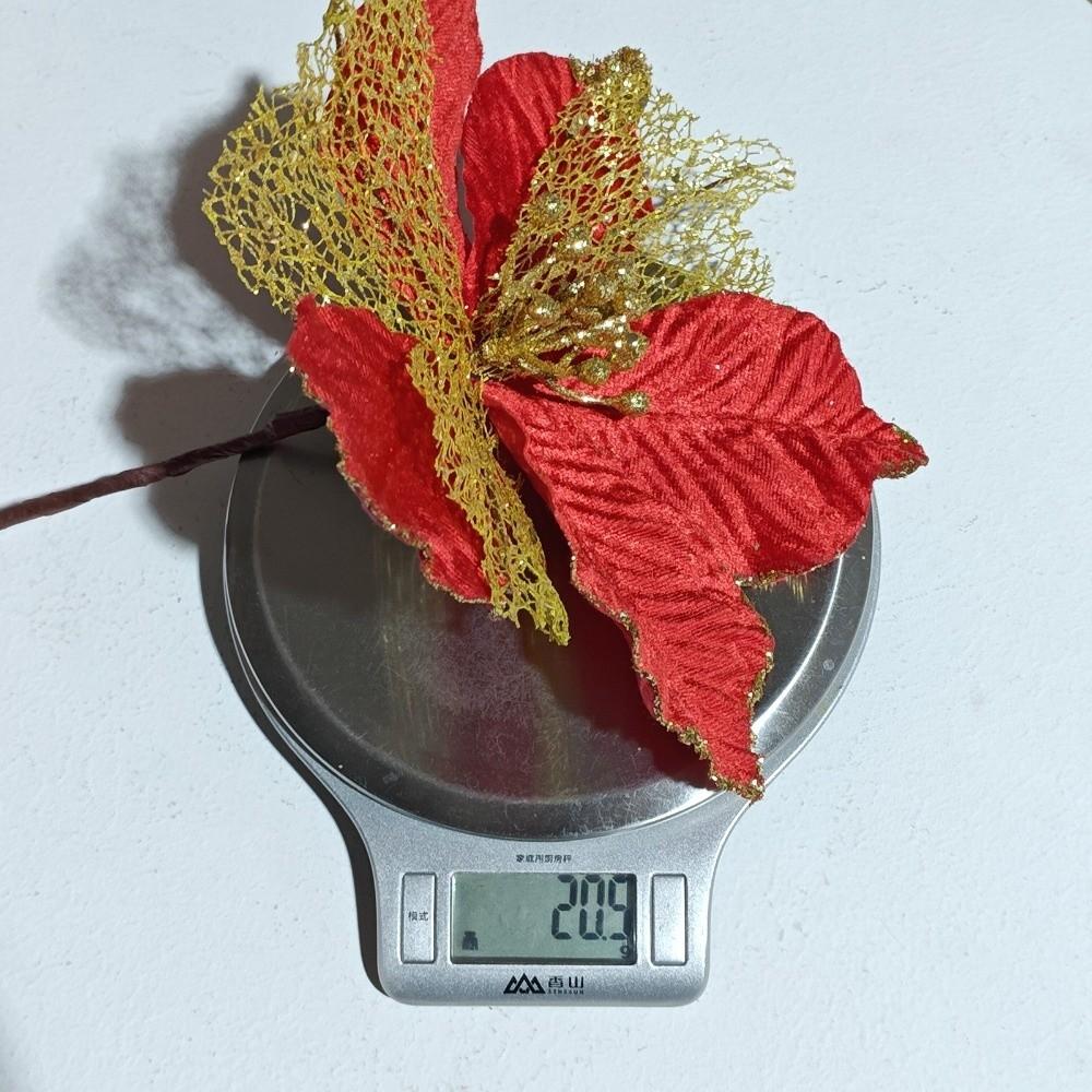 New 26CM Artificial Poinsettia Flower Sequins Sparkling Simulation Flowers Glitter Christmas Glitter Flower New Year Festival