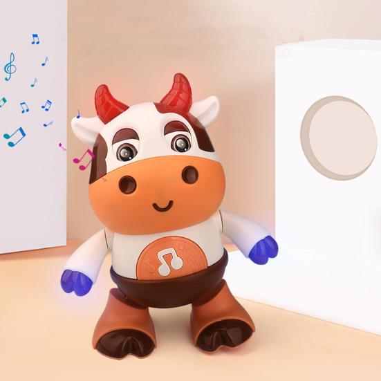 1/2Pcs Kids Electric Cow Toy with LED Light Music Singing Dancing Cartoon Dairy Cattle Toy Toddlers Interactive