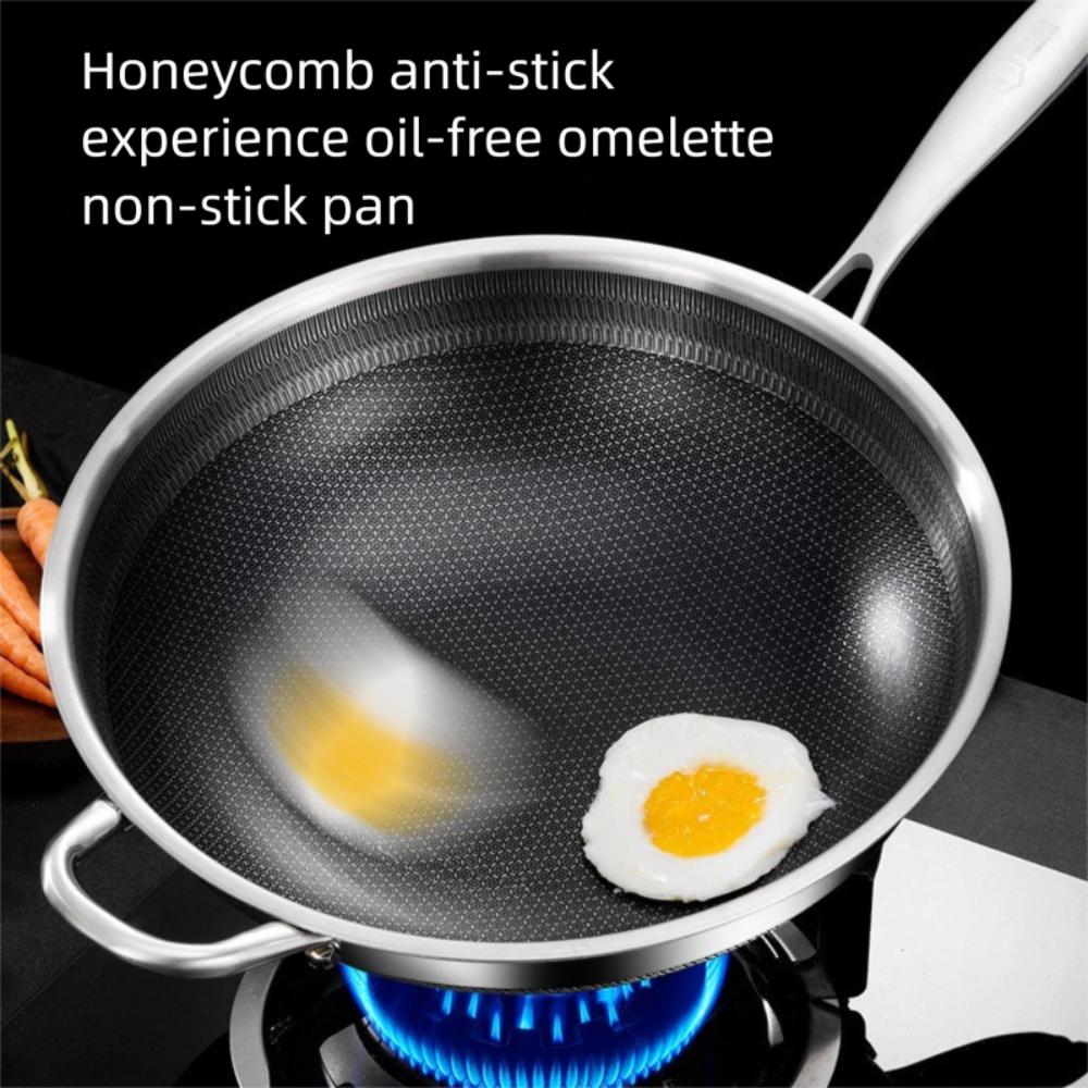 Антипригарный вок из нержавеющей стали 316, без покрытия, с сотовым дном, сковорода вок, газовая, индукционная плита