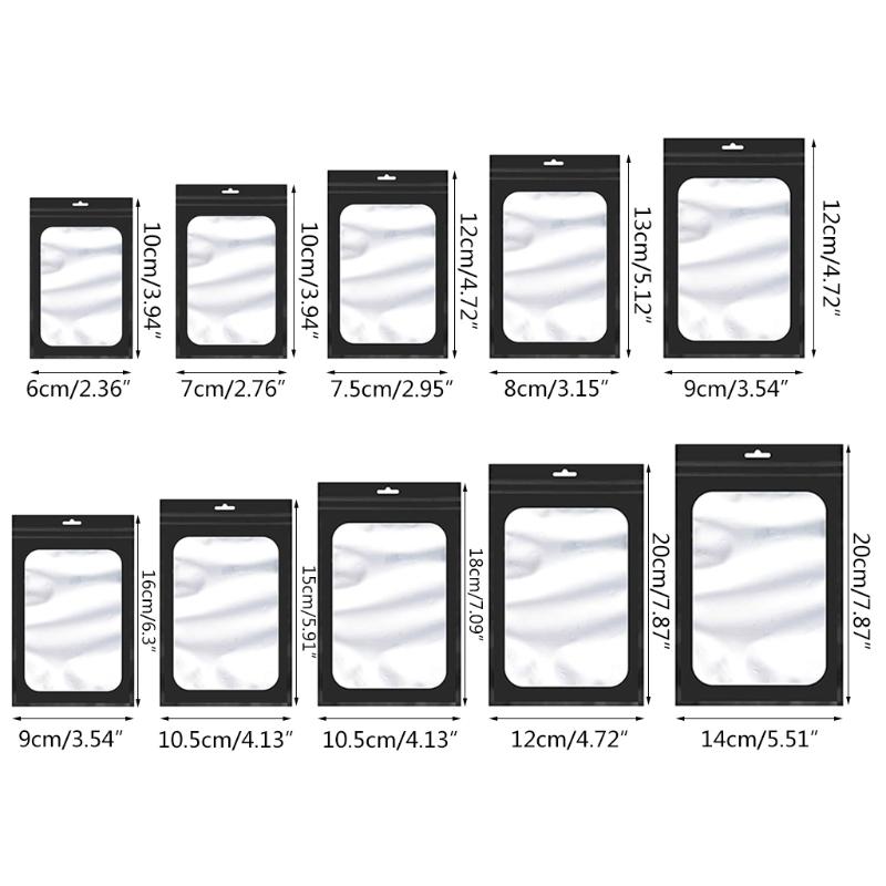100 Pcs Flat Foil Zip Lock Bags Bath Salt Cosmetic Bag One Side Clear Mini Thick Mylar Resealable Bags Smell Proof Ziplock Baggi