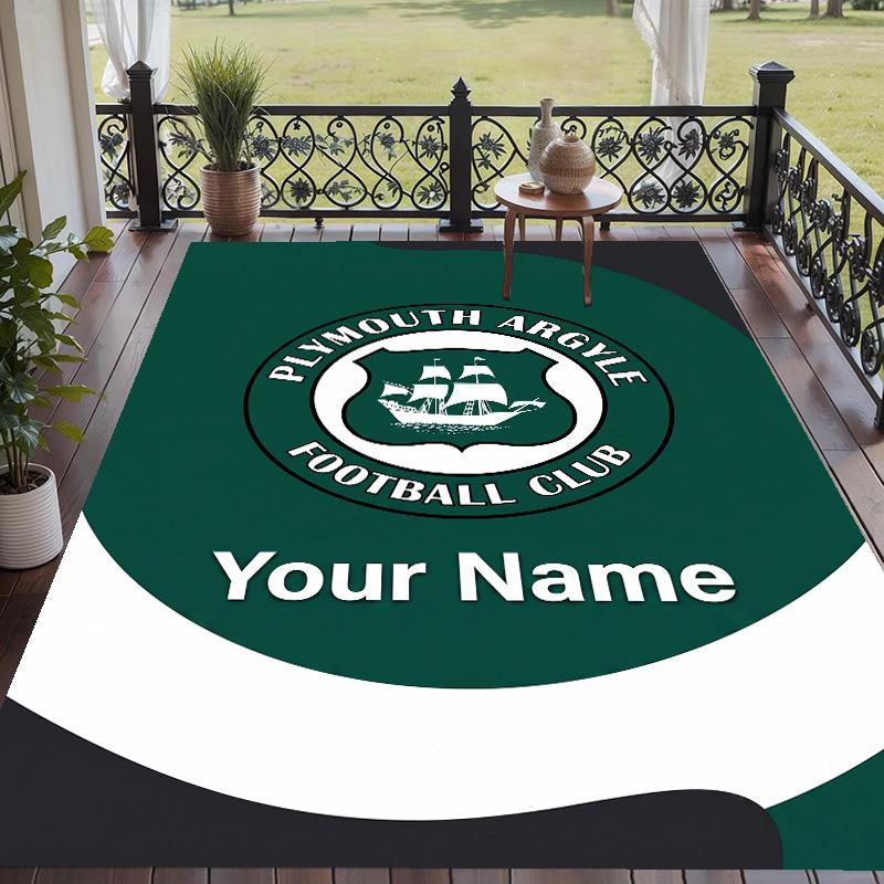 Custom Text Printed Rug Plymouth Argyle FC Non Slip Floor Carpet For Home Room Decor