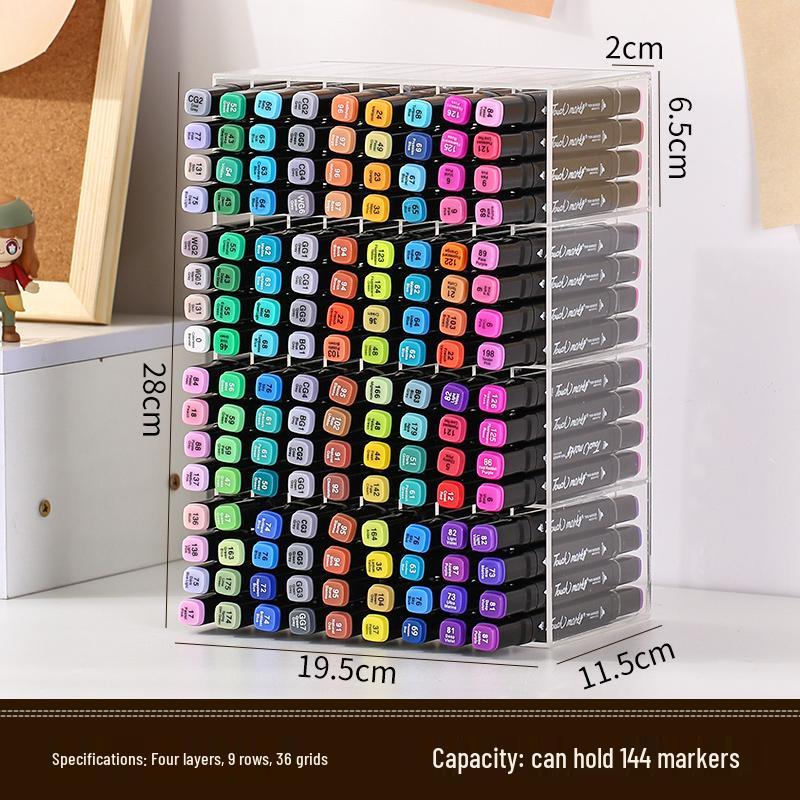 Acrylic Marker & Pen Holder: Desktop Display Rack for Art Supplies and Stationery