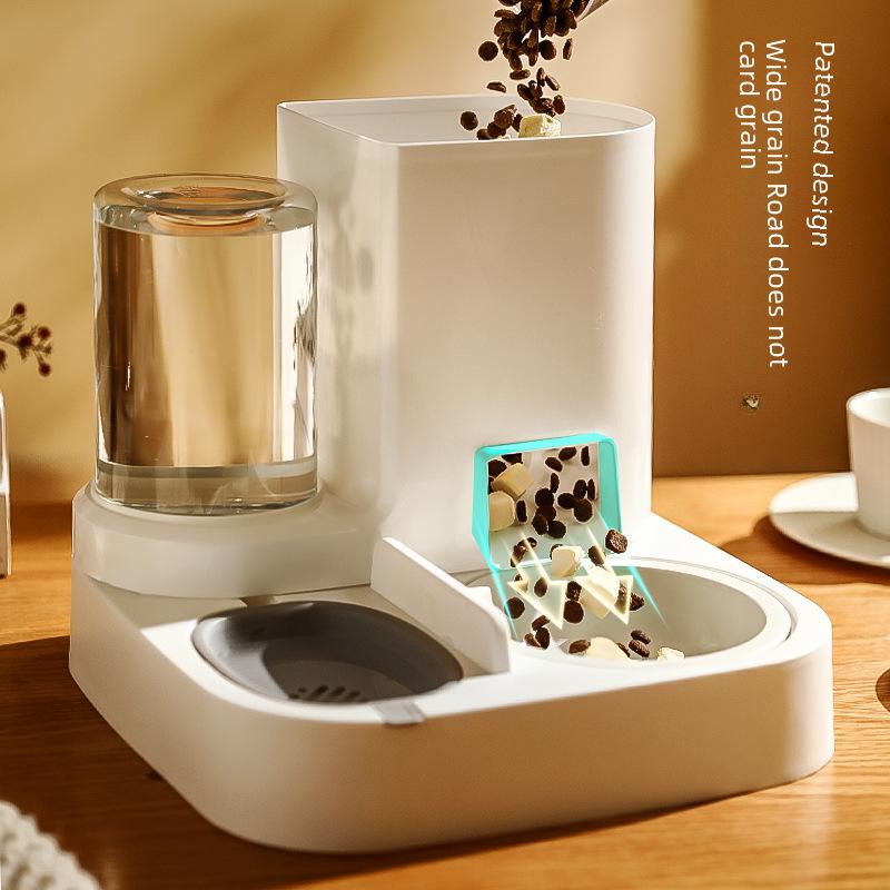 Automatic Cat Feeder Water Fountain, Pet Food Dispenser with Water Bowl, for Cats and Small Dogs