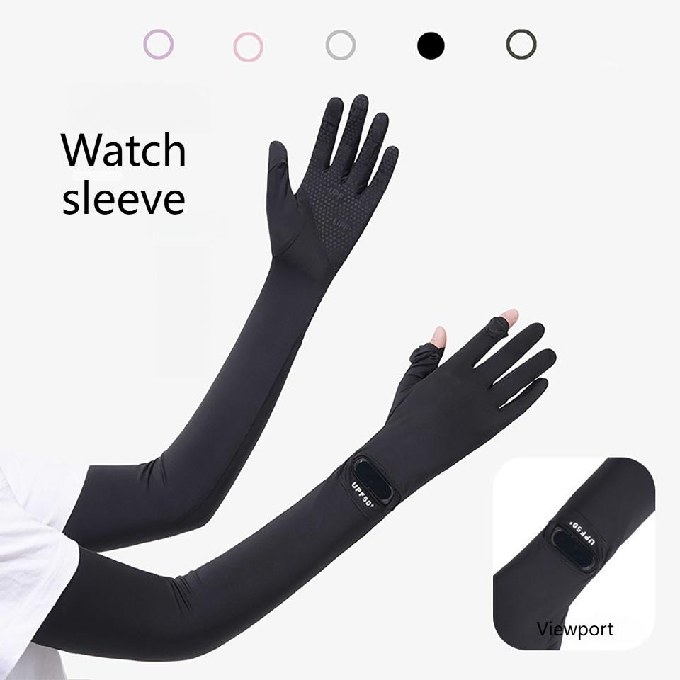 1Pair Ice Silk Sun Protection Sleeves Women Thin Cool UV Protection Arm Sleeves Summer Driving Cycling Men Women Unisex