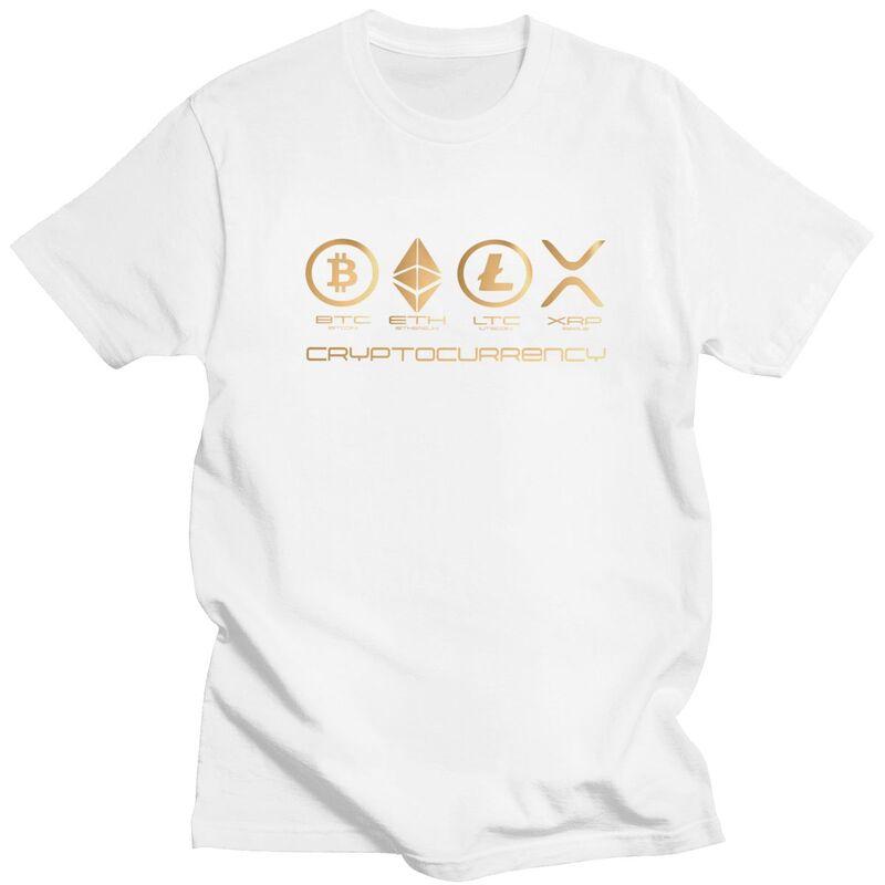 Custom Ripple XRP T Shirt for Men Pure Cotton Tshirt Tee Short Sleeves Bitcoin Crypto Cryptocurrency Tshirts Slim Fit