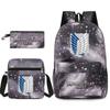 Attack On Titan 3-Piece Backpack Set Printed Canvas Laptop Bag Student Anime