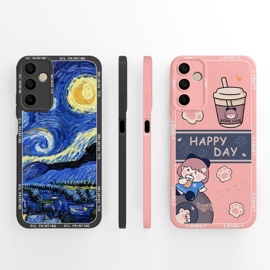 Чехол для телефона Samsung Galaxy A15 A 15 4G 5G. Роскошный модный дизайн. Матовый черный квадрат. Высококачественный мягкий жидкий силиконовый чехол для бампера Samsung.