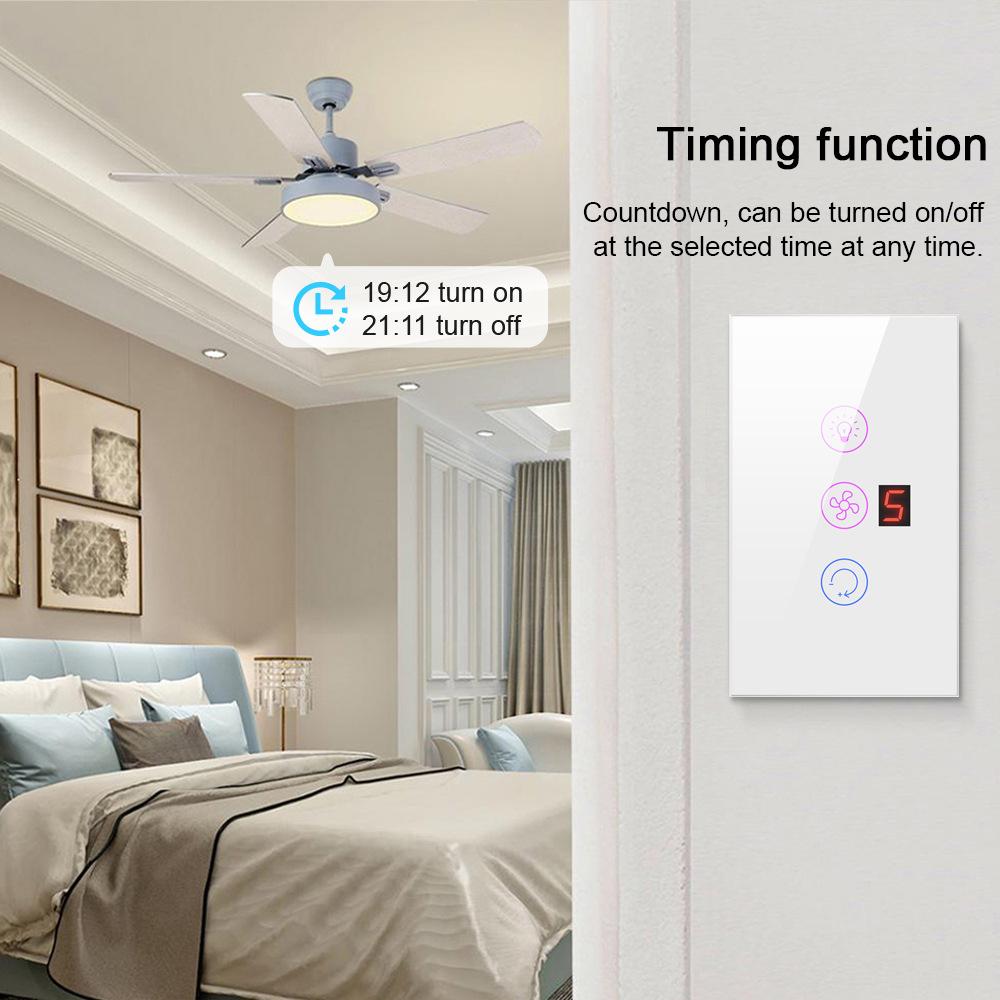 Tuya WiFi Intelligent Touched Screen Fan Light Switch Speed Adjustable Fan Light Switch Mobilephone