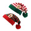 Knitted Acrylic Christmas Hats Striped With Ear Top Winter Outdoor Wool Ball Daily Wear