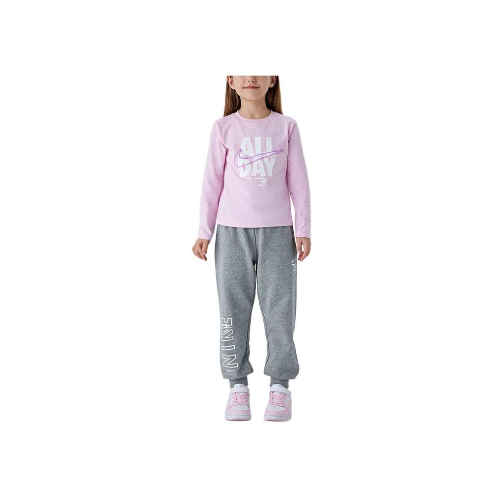 Nike Casual Sports Suit Simple Comfortable Round Neck Long Sleeve Elastic Waist Long Pants Kids Suits Cherry-Blossom-Pink N32512372GS-003