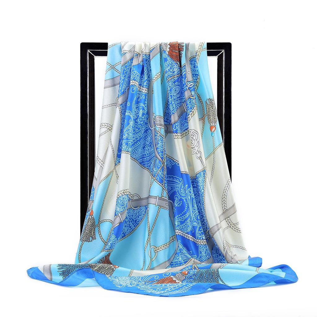 Fashion Hijab Scarf For Women Print Silk Satin Hair Scarfs Kerchief 90*90cm Square Neckerchief Headband Scarves For Ladies