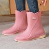 Rain Boots Women's Waterproof Shoes Rubber Shoes Cotton-Padded Rubber Boots Women's Fashion Middle Adult Non-Slip Work Shoes