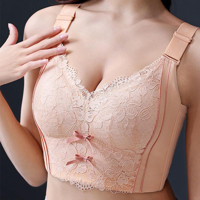 Женское нижнее белье большого размера с регулируемой чашкой, собранное на груди, чтобы предотвратить обвисание, большая грудь, небольшой летний тонкий бюстгальтер