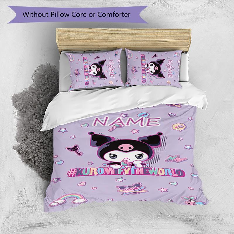 3pcs Kuromi8 Cover Set - Personalized Name, HD Printed Bedding with 1 Cover and 2 Pillowcases - Perfect for Home Decor, Easy Care