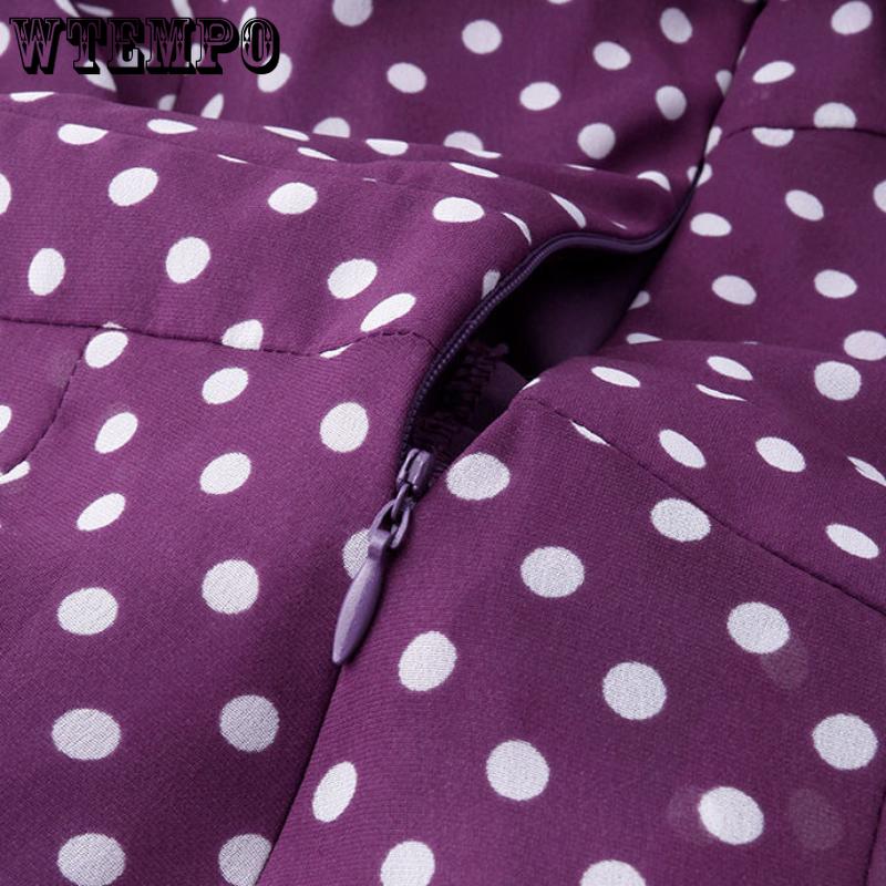 Элегантное темпераментное фиолетовое шифоновое платье в горошек, женские платья трапециевидной формы средней длины с короткими рукавами и талией