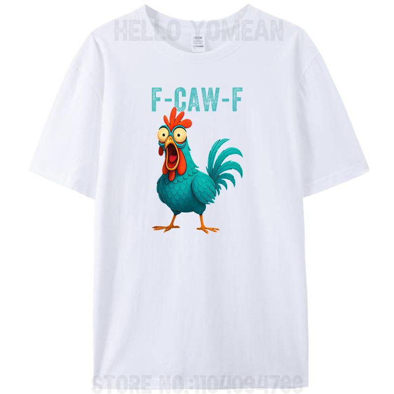 F-CAW-F Забавная Курица Петух Сельскохозяйственное Животное Юмор Птица Женская Мужская Хлопковая Футболка Повседневная Уличная Одежда Футболки Хипстерские Топы