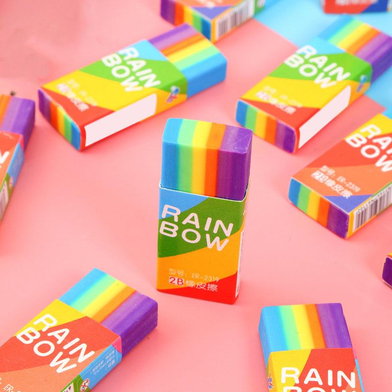1 Piece Cute Kawaii Creative Rainbow Eraser Rubber Stationery School Supplies Novelty Lovely Eraser