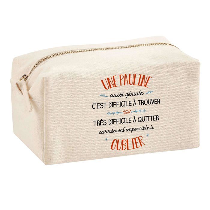 Tote bag - PLANETEE - Trousse Multifonction Une Pauline Aussi Géniale - Coton naturel - Grande contenance - Imprimé en France