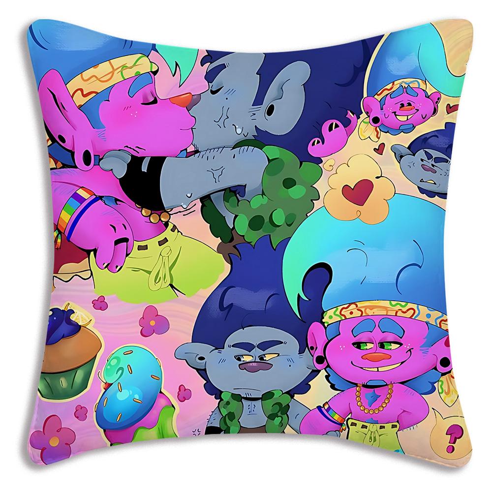Pillow Covers Trolls Cartoon Cartoon Sofa Decorative Home Doublesided Printing Short Plush Cute Cushion Cover