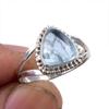 Ювелирное кольцо из чистого серебра 925 пробы с натуральным аквамарином, размер 6,5 Q0T01
