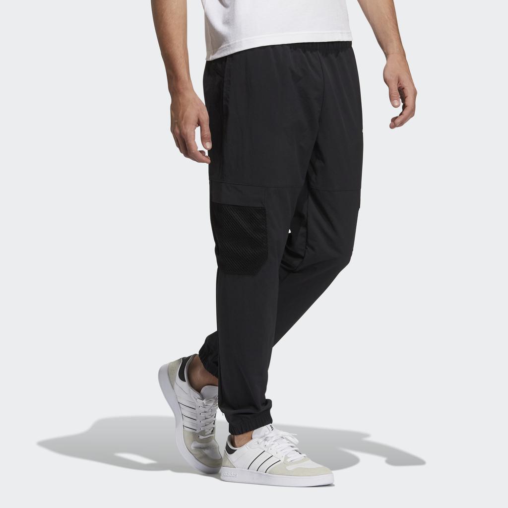 Adidas Neo Woven Cargo Joggers With Elastic Waist Men Bottoms Black H55277