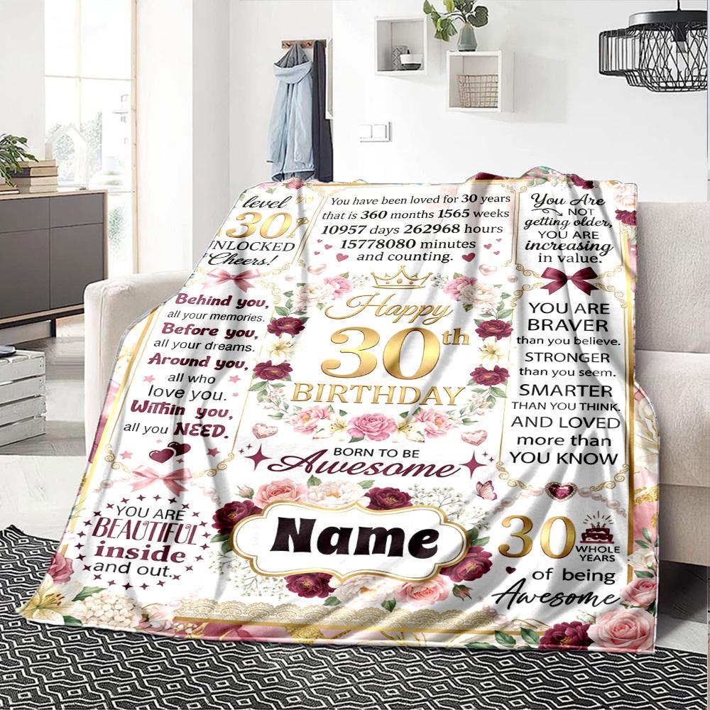 30Th Birthday Celebration Blanket Comfortable Texture For Sofa Couch Office Bed Picnics Allseason Use Cozy Home Lovers Ideal Gift For Birthday
