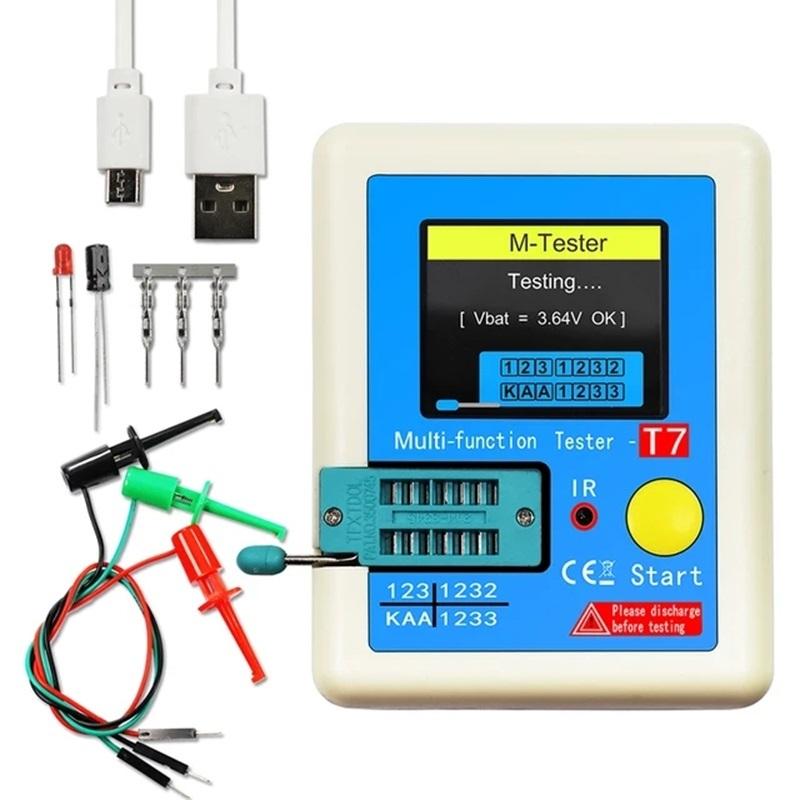LCR-T7 Тестер транзисторов LCR-метр Мультиметр Цветной дисплей TFT Для диода, триода NPN/MOS/PNP, конденсатора, резистора, транзистора
