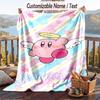 Kirby Flannel Blanket, Personalized Custom Name Text, Soft Warm Plush Throw Blanket For Gift