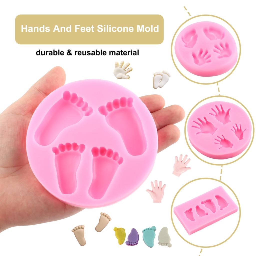 Детские силиконовые формы, детские формы для помадки для ног, инструменты для украшения торта, детские ручные формы для кексов, шоколадные конфеты, смоляные глиняные формы