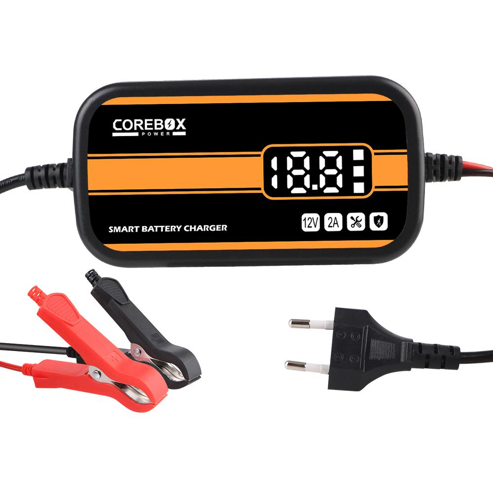 Свинцово-кислотный AGM гелевый зарядник Интеллектуальное зарядное устройство для автомобильных/мотоциклетных аккумуляторов с ЖК-дисплеем для автомобиля/дома на колесах/квадроцикла/лодки 12 В 2 А Автоматический